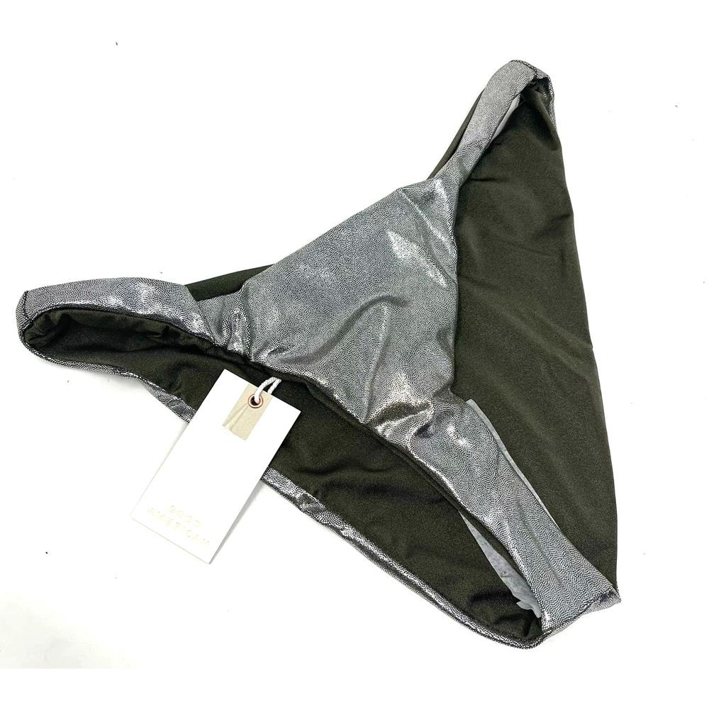 Good American Foil Better Bikini Reverse Bottom Stormy Foil Size 1 US Small
